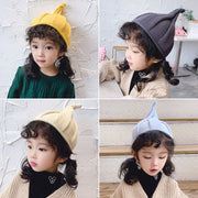 ニット帽 とんがり帽子 ニットキャップ ぼうし ねじれ キッズ ベビー 子供用 男の子 女の子 かわいい おしゃれ キュート シンプル 防寒 単色 無地 お出かけ カラバリ豊富 ポカポカ 男児 女児