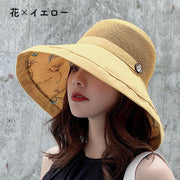 バケットハット ツバ広帽 帽子 レディース 無地 花柄 メッシュ 日よけ 紫外線対策 UVカット 通気性 深め つば広め きれいめ 可愛い おしゃれ リゾート 旅行 お出かけ 女性用 婦人用 ファッション小物 黒 黄色 レンガ グレー ピンク ベージュ