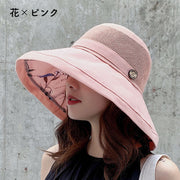 バケットハット ツバ広帽 帽子 レディース 無地 花柄 メッシュ 日よけ 紫外線対策 UVカット 通気性 深め つば広め きれいめ 可愛い おしゃれ リゾート 旅行 お出かけ 女性用 婦人用 ファッション小物 黒 黄色 レンガ グレー ピンク ベージュ