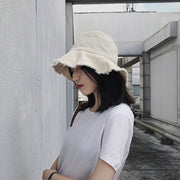 バケットハット フリンジ 帽子 レディース ぼうし カットオフ 切りっぱなし 折りたたみ 無地 ソリッドカラー 女性用 婦人用 シンプル 日除け 紫外線対策 UV対策 熱中症対策 定番 アウトドア お出かけシーン