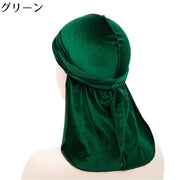 ドゥーラグ DURAG インナーキャップ バンダナ ターバン 海賊帽子 ベロア調 ダンス ヒップホップ ストリート B系 無地