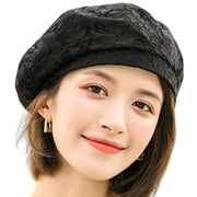 ベレー帽 レディース 女性用 婦人用 帽子 ぼうし 花柄 フラワー レース ブラック ホワイト かわいい おしゃれ ファッション小物 黒 白 ベージュ ピンク ワイン
