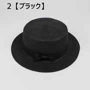 麦わら帽子 レディース キッズ 女の子 ストローハット 大人用 女性 子供用 親子ペアルック お揃い カンカンハット リボン付き 可愛い おしゃれ
