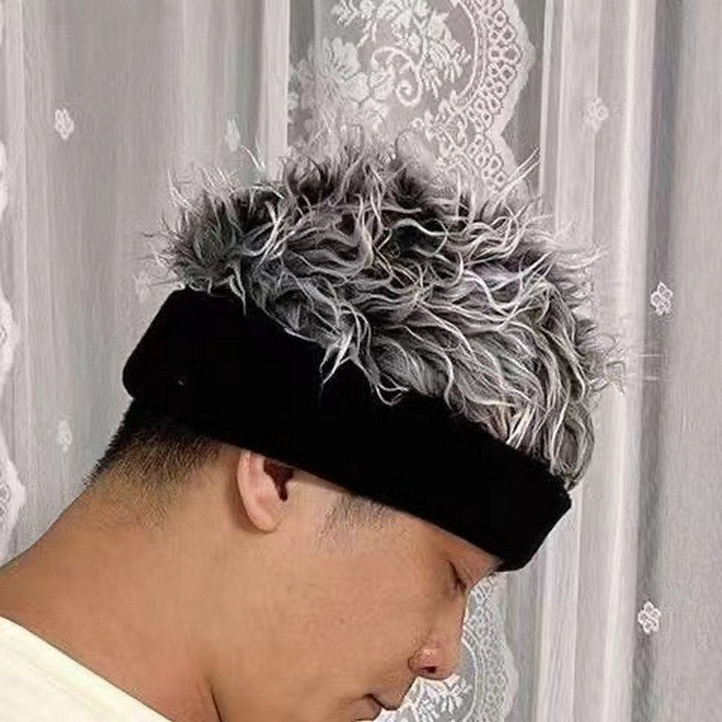 ウィッグ付きニット帽 メンズ 紳士用 大人子供兼用 フェイクファー ウィッグ風 商品画像2