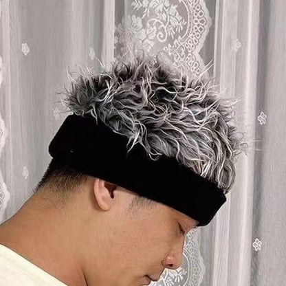 ウィッグ付きニット帽 メンズ 紳士用 大人子供兼用 フェイクファー ウィッグ風 商品画像2