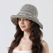 ツバ広帽 サンハット レディース 女性 帽子 ファッション雑貨 折りたたみ可能 総柄 ボーダー しましま 可愛い キュート カジュアル フェミニン ガーリー おしゃれ 日焼け防止 日よけ 紫外線対策 旅行 お出かけ 普段使い お散歩 顔周りカバー 春 夏 秋