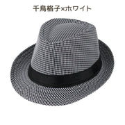 中折れハット メンズ レディース 帽子 ハット ハット帽 中折れ帽 チェック柄 千鳥格子 おしゃれ かわいい かっこいい 男性 女性 男女兼用 ユニセックス
