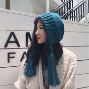ニット帽 レディース 女性 秋冬 タッセル フリンジ ビーニー 無地 かわいい あったか おしゃれ カジュアル 暖かい 防寒