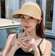 サンバイザー レディース 麦わら ストロー 女性用 大人用 リボン ライン入り チャーム 帽子 ぼうし つば広 紫外線対策 日除け お出かけ ナチュラル おしゃれ かわいい きれいめ 上品 カジュアル デイリー 婦人用