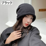 ニット帽 ワッチキャップ ロールアップ レディース 婦人用 おしゃれ リボン結び ギャザー 無地 シンプル かわいい 深め