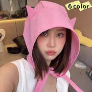 キャップ 帽子 バラクラバ レディース 女性 フード フェイスガード ネックカバー 猫耳 日よけ 速乾性 紫外線対策 かわいい カラバリ豊富