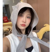 キャップ 帽子 バラクラバ レディース 女性 フード フェイスガード ネックカバー 猫耳 日よけ 速乾性 紫外線対策 かわいい カラバリ豊富