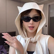 キャップ 帽子 バラクラバ レディース 女性 フード フェイスガード ネックカバー 猫耳 日よけ 速乾性 紫外線対策 かわいい カラバリ豊富
