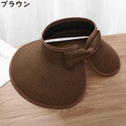 サンバイザー 麦わら帽子 レディース 折りたたみ つば広 ストローハット 日よけ UVケア 日焼け防止 熱中症対策 紫外線対策