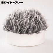 ウィッグ付き帽子 メンズ 男性 紳士 ぼうし キャップ ヘアバンド かつら 髪の毛 ウィッグキャップ 伸縮性 コスプレ 衣装 イメチェン