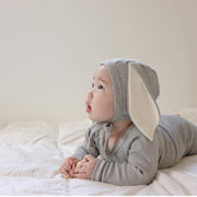 帽子 ぼうし ボンネット ベビー 子ども用 女の子 男の子 うさぎ 耳付き 無地 あご紐付き かわいい 新生児 出産祝い プレゼント フォト撮影
