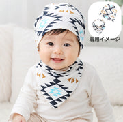 帽子 スタイ 2点セット ワッチキャップ ビーニー 子供用 ベビー 男の子 女の子 赤ちゃん 新生児 バンダナ風 三角 イチゴ レモン かわいい おしゃれ キツネ 幾何学模様 エスニック風 お出かけ 出産祝い 子ども用 こども 乳児 女児 男児 ファッション小物