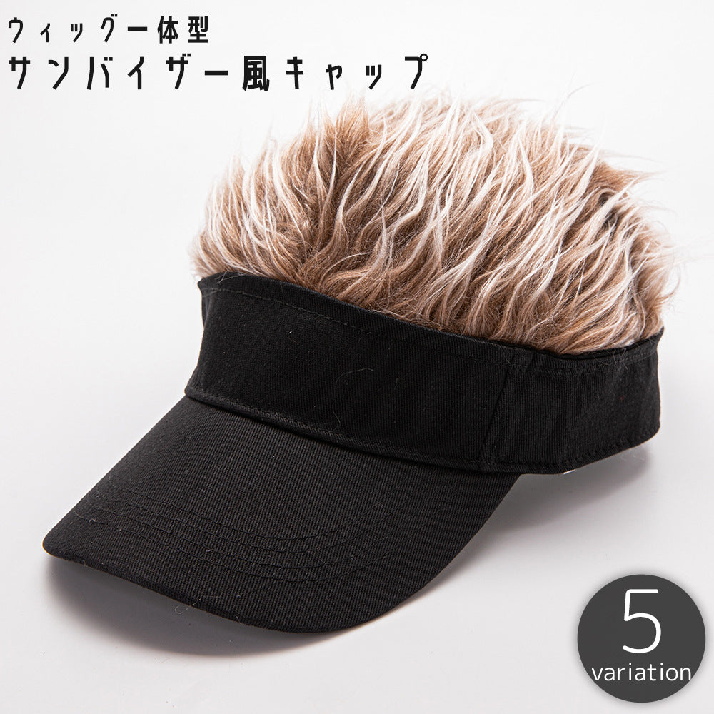 キャップ ウィッグ付き サンバイザー風 メンズ 男性用 帽子 商品画像