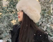 ハット レディース 女性 婦人 帽子 ぼうし フェイクファー シンプル もこもこ ふわふわ 防寒 お出かけシーン アウトドア 旅行 トラベル 冬