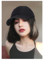 帽子ウィッグ ウィッグ付き帽子 毛付き帽子 ボブショート ボブ ストレート 面ファスナー 可愛い 小顔 日常用 キャップウィッグ 野球帽 かつら 通気性 イメチェン おしゃれ