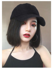 帽子ウィッグ ウィッグ付き帽子 毛付き帽子 ボブショート ボブ ストレート 面ファスナー 可愛い 小顔 日常用 キャップウィッグ 野球帽 かつら 通気性 イメチェン おしゃれ