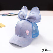 キャップ 帽子 野球帽 キッズ 子供 女の子 リボン メッシュ フェイクパール 可愛い おしゃれ お出かけ 散歩 紫外線 UV対策 日焼け予防 日除け 保育園 幼稚園 通園 通学 ファッション小物 カジュアル ベースボールキャップ 熱中症対策 日よけ キャンディー ブルー ブラック ベージュ ピンク パープル