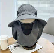 帽子 ハット フェイスガード ネックガード メンズ 男性 サファリハット 紐付き フェイスカバー 首カバー メッシュ 日焼け対策 首焼け防止 無地 シンプル 日よけ 紫外線対策 熱中症対策 山登り 登山 運動 フェス お出かけ アウトドア おしゃれ かっこいい