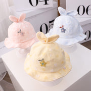 帽子 ハット ベビー 男の子 女の子 赤ちゃん キッズ 子供 ハート柄 星 耳付き あごひも付 日除け 防寒 紫外線対策 春 秋 冬 外遊び 出産祝い ギフト プレゼント 可愛い