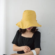 ハット レディース 女性 帽子 つば広 あご紐付き リバーシブル シンプル 無地 単色 日よけ 日焼け防止 紫外線対策