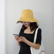 ハット レディース 女性 帽子 つば広 あご紐付き リバーシブル シンプル 無地 単色 日よけ 日焼け防止 紫外線対策
