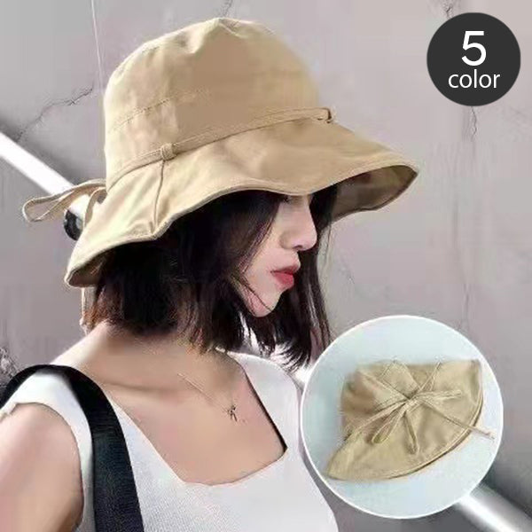 バケットハット 帽子 レディース 女性用 シンプル ナチュラル リボン紐 おしゃれ かわいい 折り畳み ぼうし 紫外線対策 日差し除け カジュアル デイリー 普段使い お出かけ UV対策 婦人用