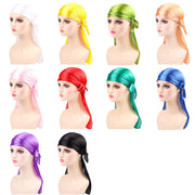 ドゥーラグ DURAG ターバンキャップ 帽子 ターバン バンダナ インナーキャップ ストレッチサテン 光沢 ヒップホップ B系 海賊帽 ストリート ダンス 無地 薄い 軽量 通気性 お洒落