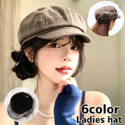 キャスケット レディース 女性 帽子 八角帽 ニュースボーイキャップ チェック柄 レトロ 英国風 つば付き おしゃれ カジュアル 通勤 通学 普段使い ベレー帽