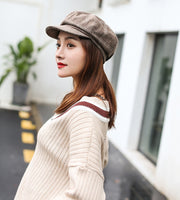キャスケット レディース 女性 帽子 八角帽 ニュースボーイキャップ チェック柄 レトロ 英国風 つば付き おしゃれ カジュアル 通勤 通学 普段使い ベレー帽