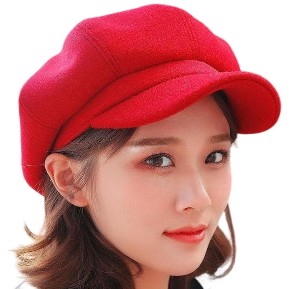 キャスケット帽 ハット レディース 女性 婦人 帽子 レッド バリエーション画像