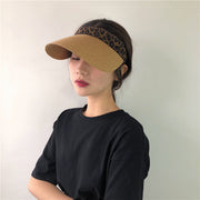 サンバイザー レディース 麦わら ストロー 女性用 大人用 レオパード ヒョウ柄 豹柄 ひょう 帽子 ぼうし つば広 紫外線対策 日除け お出かけ おしゃれ かわいい シック クール スタイリッシュ カジュアル デイリー 婦人用