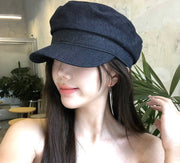 キャスケット レディース メンズ 男女兼用 デニム ハンチング ハット 帽子 フラットトップ つば付き 大人用 普段使い カジュアル 日よけ 紫外線対策