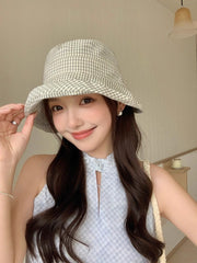 バケットハット レディース 帽子 つば広 ロールブリム ロールアップつば 日よけ 紫外線対策 春夏 チェック柄 リボン 格子柄 折り畳み サンハット カジュアル デイリー おしゃれ かわいい ぼうし 女性用