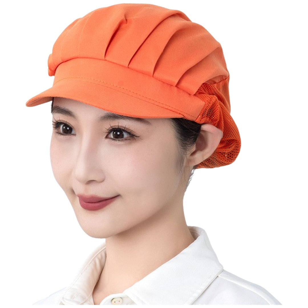 フードキャップ 衛生帽 帽子 キャップ メッシュ ホワイト オレンジ バリエーション画像