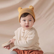 ニット帽 ニットキャップ 子供 ベビー 男の子 女の子 帽子 ボウシ ファッション小物 無地 単色 耳付き クマ シンプル かわいい おしゃれ カジュアル 防寒 ぽかぽか あったか