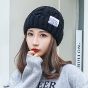 ニット帽 帽子 レディース 女性 婦人 ファッション小物 手編み風 ロゴ 単色 防寒対策 寒さ対策 シンプル かわいい おしゃれ