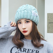 ニット帽 帽子 レディース 女性 婦人 ファッション小物 手編み風 ロゴ 単色 防寒対策 寒さ対策 シンプル かわいい おしゃれ