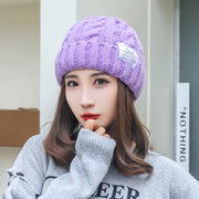 ニット帽 帽子 レディース 女性 婦人 ファッション小物 手編み風 ロゴ 単色 防寒対策 寒さ対策 シンプル かわいい おしゃれ