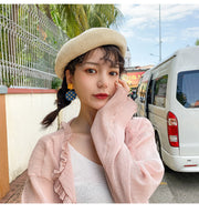 ベレー帽 ベレーキャップ 帽子 ぼうし レディース バスクベレー帽 サマーニット ベーシック シンプル おしゃれ かわいい 大人可愛い 無地 単色 定番 ちょぼ付き お出かけ 春夏 カジュアル デイリー 女性用 婦人用