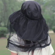帽子 虫よけ ネット ハット ツバ広 女優帽 ハットストラップ付き 紐付き レディース 女性 蚊よけ 虫除け ストラップ ぼうし 日焼け防止 紫外線対策 メッシュ 通気性 ガーデニング 農作業 キャンプ アウトドア ファッション小物 ブラック 黒 ネイビー ベージュ