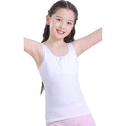 タンクトップ ノースリーブ 肌着 インナー 下着 胸二重 胸当て付き 子供用 キッズ ジュニア 女の子 ガールズ シンプル かわいい インナーシャツ アンダーウェア 女子 小学生 中学生 通学 スクールインナー 無地 リボン