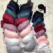 ブラジャー ショーツ 上下セット レディース 女性用 インナー 3/4カップ レース リボン ワイヤー入り パンティー 下着 透け感 シースルー エレガント 上品 セクシー 可愛い おしゃれ 女子力アップ 婦人用 白 黒 レッド グレー ブルー グリーン パープル
