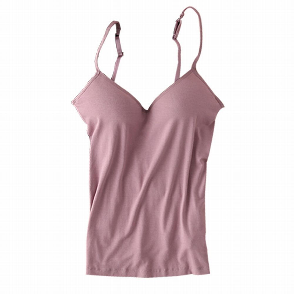 ブラトップ レディース 女性用 インナー カップ付きキャミソール 下着 トップス 肩紐調整 調節可 無地 シンプル パッド付き 婦人用 肩ひも