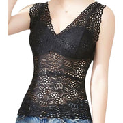 ブラトップ カップ付きインナー ノースリーブ Vネック タンクトップ レース レディース 女性肌着 トップス 見せるインナー セクシー 透け感 花柄 おしゃれ 可愛い シンプル ネイビー ホワイト ベージュ レッド ブラック