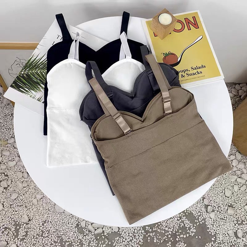 ブラトップ パッド付き キャミソール カップ付き ブラキャミソール ビスチェ風 商品画像4